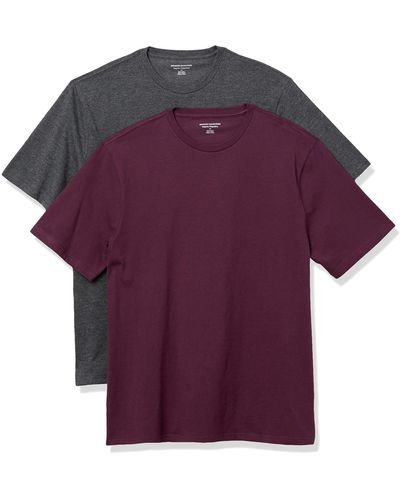 Amazon Essentials 2-pack Loose-fit T-shirt Met Ronde Hals,houtskool Heather/bourgondië,m - Paars