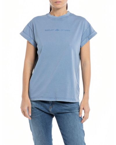 Replay T-Shirt Kurzarm Baumwolle Logo - Blau