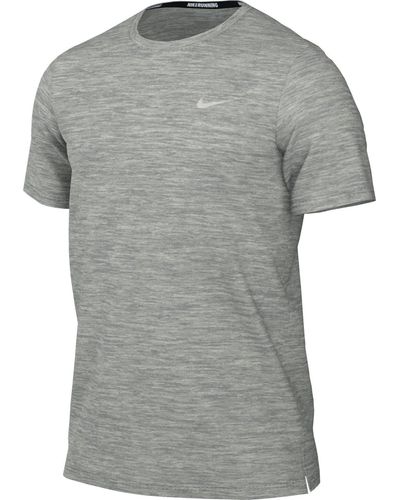 Nike Dv9315-084 M Nk Df Uv Miler Ss T-shirt Particle Grey/grey Fog/reflective Silv Size Xl - White