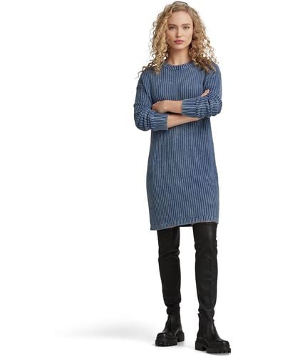 G-Star RAW Loose Overdyed Knit Dress Long Sleeve - Blue