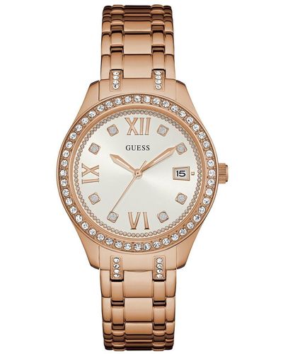 Guess Volwassenen Datum Klassiek Kwarts Horloge Met Roestvrij Stalen Armband W0848l3 - Metallic