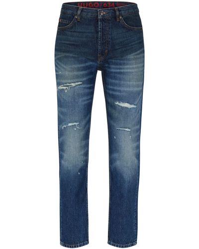 HUGO 634 Blaue Tapered-Fit Jeans aus festem Denim Blau 34/34