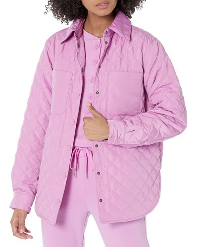 Amazon Essentials Relaxed Recycled Polyester Quilted Shirt Jacket - Pink