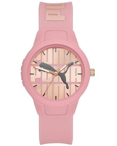 PUMA Reset V2 Polycarbonate Quartz Watch With Polyurethane Strap - Pink