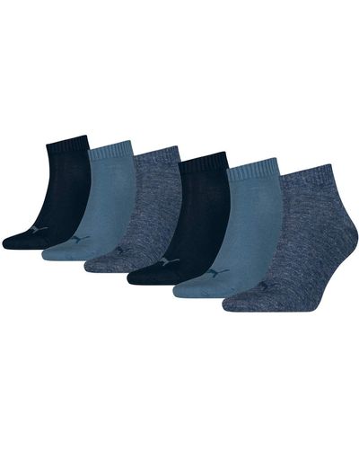 PUMA Unisex Quarter Sportsocken Kurzsocken Socken 271080001 6 Paar - Blau