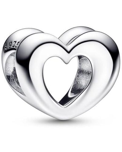 PANDORA Radiant Heart & Floating Stone Charm 792493c01 Silver - White
