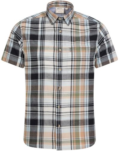 Mountain Warehouse Holiday Camicia da Uomo A ica Corta Fresca in Cotone Leggero - Verde