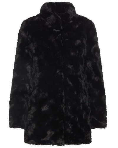 Vero Moda Vmcurl High Neck Faux Fur Jacket Noos - Black