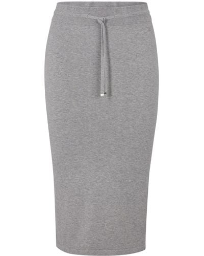 HUGO S Samenera Knitted Tube Skirt In A Cotton Blend With Cashmere Grey - White