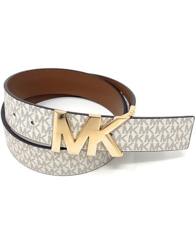 Michael Kors Signature Logo Gürtel mit wendbarem MK Logo Plaque - Schwarz