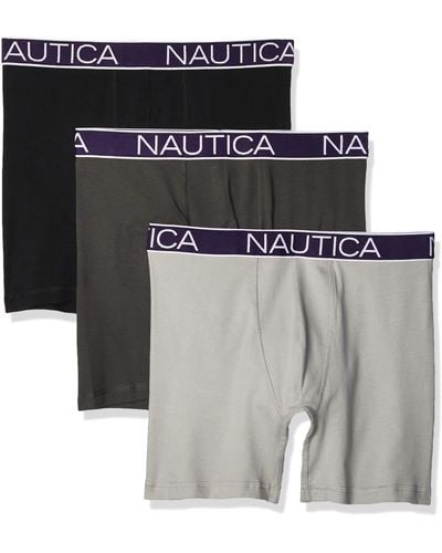 Nautica 3-Pack Classic Underwear Cotton Stretch Boxer Brief Retroshorts - Mettallic