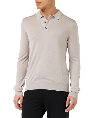 Hackett Merino Silk LS Polo Pullover Sweater - Weiß