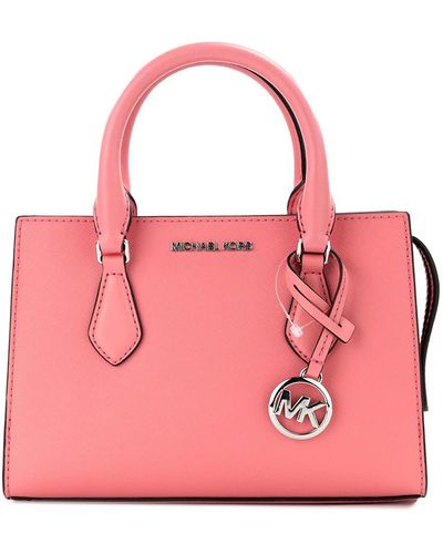 Michael Kors Sheila Small Tea Rose Vegan Leather Centre Zip Satchel Purse Bag - Pink