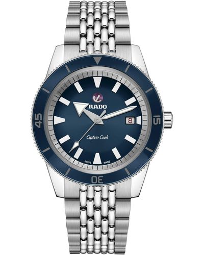 Rado Captain Cook 42 Mm Automatic Diving Watch With Stainless Steel Strap - Blue