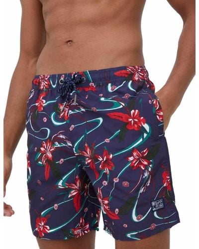 Superdry Vintage Hawaiian Swimshort W2-swim Shorts - Blue