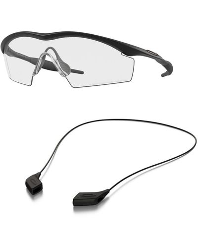 Oakley Oo9060 Sunglasses Bundle: Oo 9060 M Frame Strike 11-161 Black And Medium Black Leash Accessory Kit - White