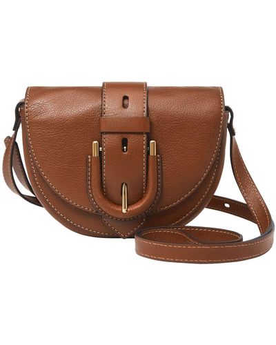 Fossil Harwell Leather Hobo Purse Handbag in Brown