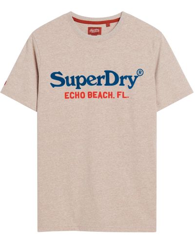 Superdry Venue Duo Logo-T-Shirt Lavin Beige Meliert L - Mehrfarbig
