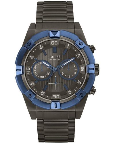 Guess U0377g5 Bold Masculine Blue & Gunmetal Chronograph Men's Watch - Grey