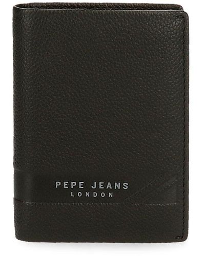 Pepe Jeans Basingstoke Cartera vertical con monedero Negro 8,5x11,5x1 cms Piel