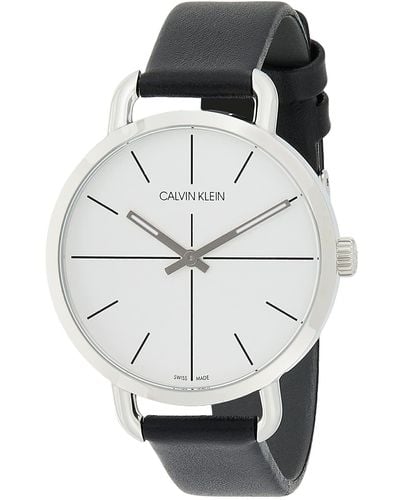 Calvin Klein Erwachsene Analog-Digital Quarz Uhr mit Leder Armband K7B231CY - Weiß