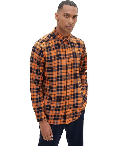 Tom Tailor Regular Fit Flanell-Hemd mit Karo-Muster - Orange