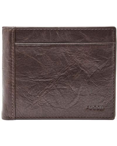 Fossil Ryan Leather Rfid-blocking Bifold With Coin Pocket Wallet - Brown