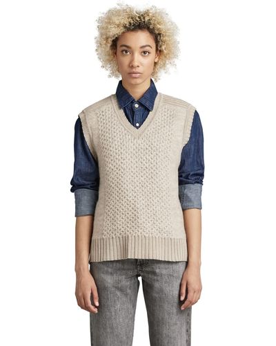 G-Star RAW Structure Slipover Vest Loose Knit Sweater - Blauw