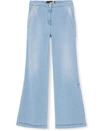 Love Moschino Wide Leg Linen- Jeans - Blue