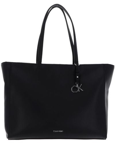 Calvin Klein Mujer Bolso Tote Ck Must Shopper Medium con Cremallera - Negro