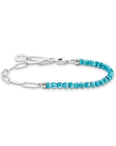 Thomas Sabo Charm-Armband mit türkisen Beads 925 Sterlingsilber A2099-404-17 - Blau