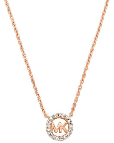 Michael Kors – Premium Kors MK Halskette aus roségoldfarbenem Sterlingsilber mit Logo-Anhänger für - Mettallic
