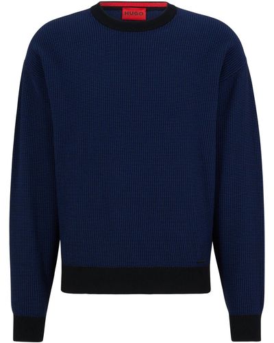 HUGO Scol Pullover aus Bio-Baumwolle mit Logo-Detail Schwarz M - Blau