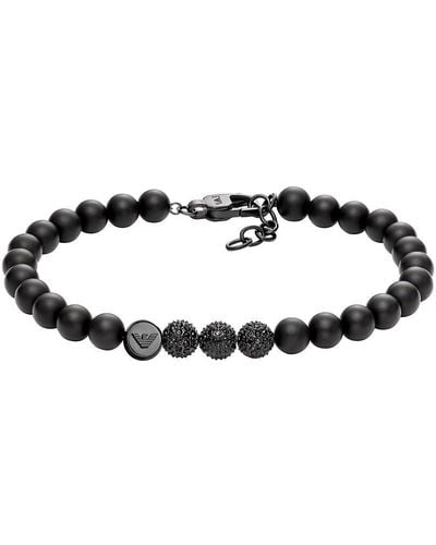 Emporio Armani Armband Beads Onyx schwarz