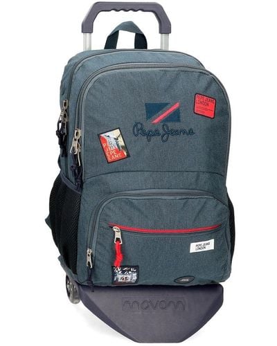 Pepe Jeans Kay Double Compartment School Backpack With Trolley 15.6" Blue 32x45x15 Cms Polyester 25.81l