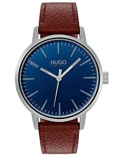 HUGO By Boss Analog Quartz Watch With Leather Strap 1530076 - Blue