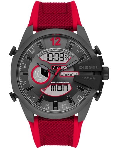 DIESEL Analogue Digital Watch With Nylon Strap Dz4551 - Red