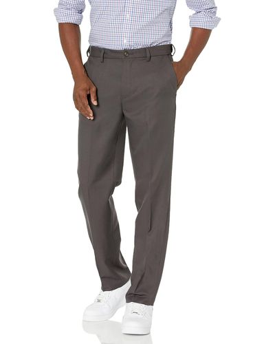 Amazon Essentials Pantalón de Vestir sin Pinzas de Cintura Expansible y Ajuste Clásico Hombre - Gris