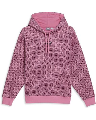 PUMA Womens Logo Love Graphic Hoodie Casual Outerwear Casual Comfort Technology - Pink, Pink, S - Purple