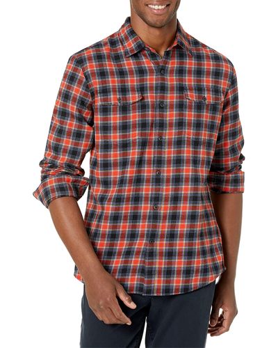 Essentials - Camisa de franela para hombre de ajuste delgado y manga  larga