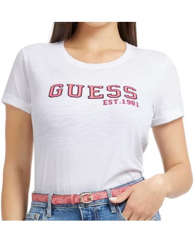 Guess T-shirt bianca donna college - Bianco