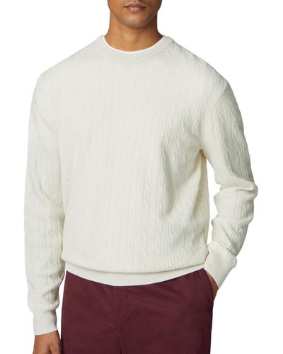 Hackett Lambwool Cable Crew Pullover Jumper - White
