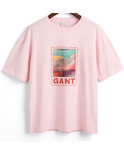 GANT T-shirt Washed Graphic Print Relaxed Fit Pink 3xl