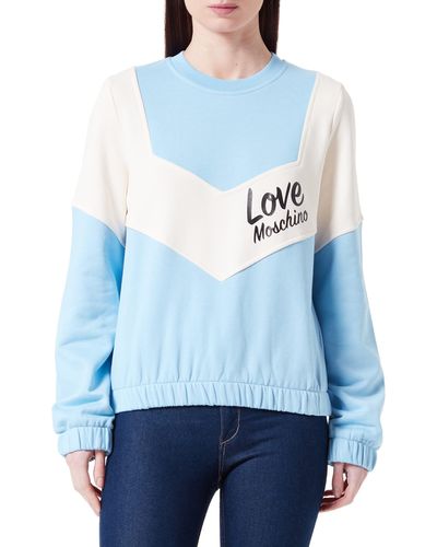 Love Moschino Regular fit Long-Sleeved Roundneck with Contrast Color Inserts Sleeves and Italic Logo Sweatshirt - Blau