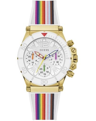Guess Armbanduhr Active Life 38 mm Regenbogenarmband und -markierungen Armband Silicone GW0432L1 - Mehrfarbig