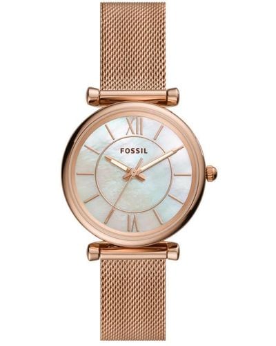 Fossil Uhr Carlie 3-Zeiger-Werk Edelstahl roségoldfarben - Mettallic