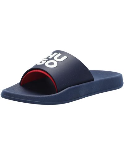 HUGO Stacked Logo Slide Sandal - Blue