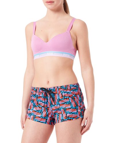 PUMA Block Logo Shorts Bikini Bottoms - Purple