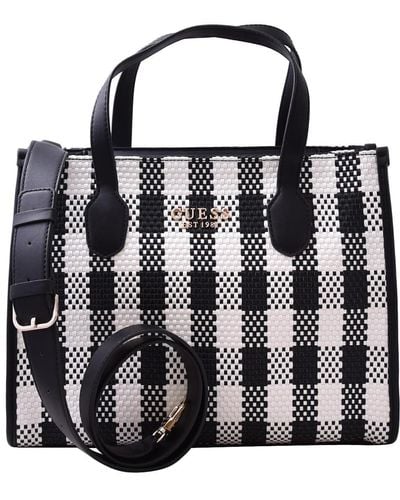Guess Silvana Double Compartment Tote Satchel - Black