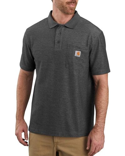 Carhartt Bauunternehmer Work Pocket Polo Original Fit Arbeits-T-Shirt - Grau